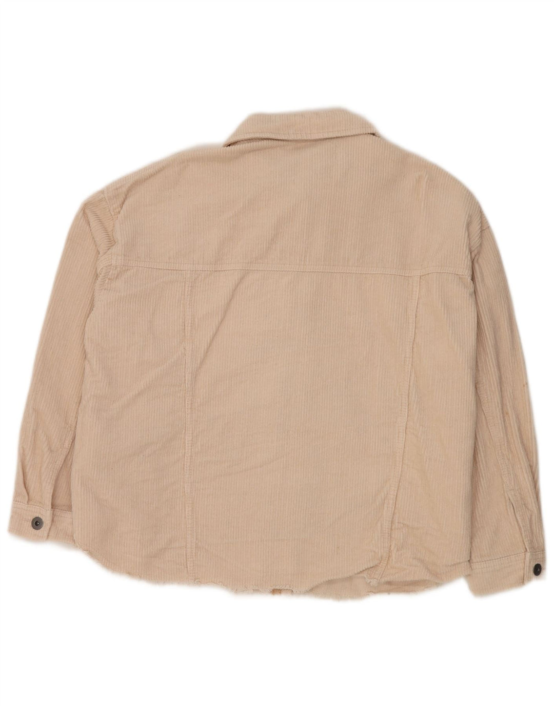 Camicia da donna oversize in velluto a coste ZARA UK 14 cotone bianco sporco medio