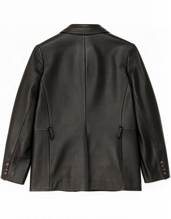 Giacca in pelle vintage da donna UK 10 piccola nera