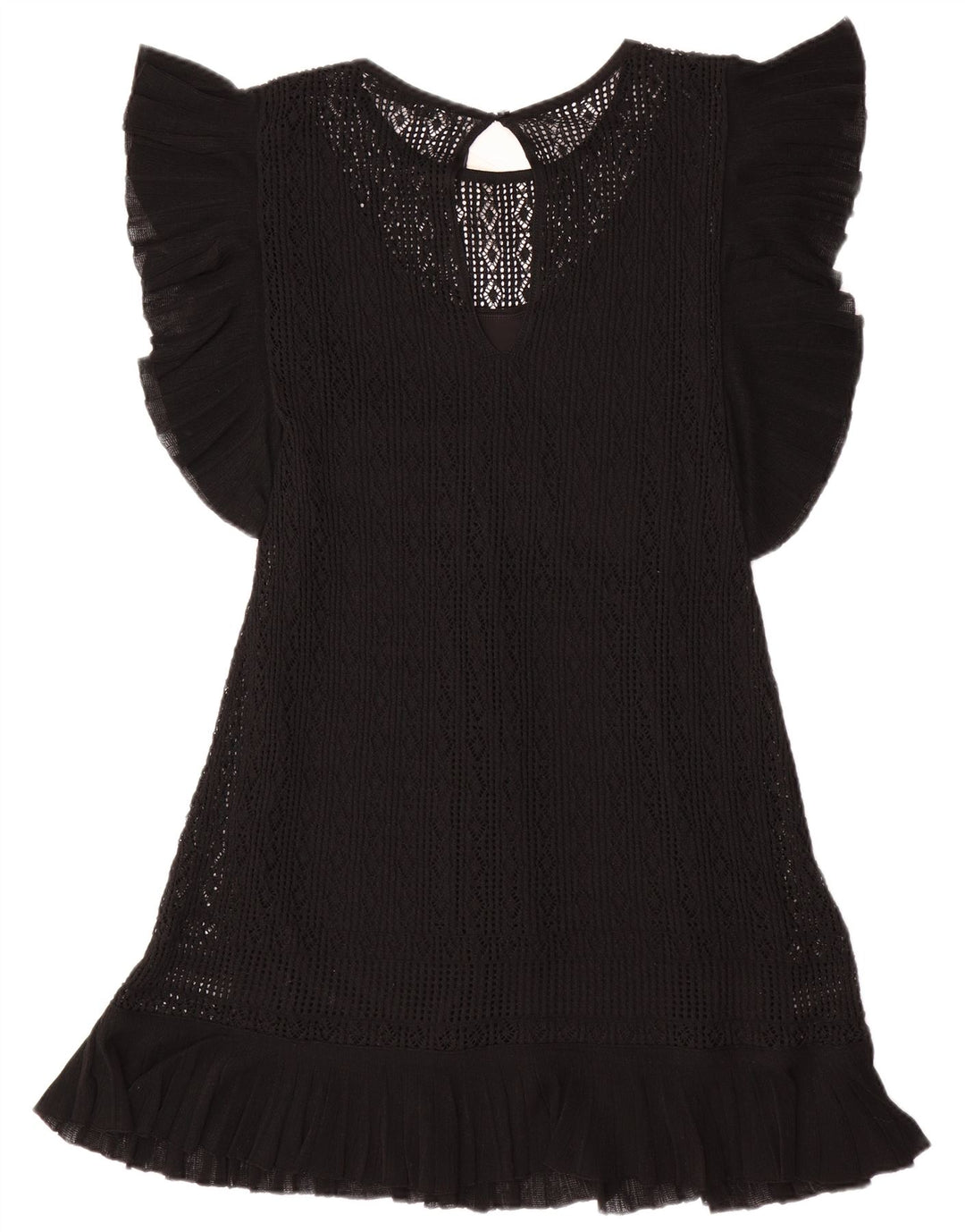 Abito maglione da donna a maniche corte ZARA UK 12 medio nero poliestere