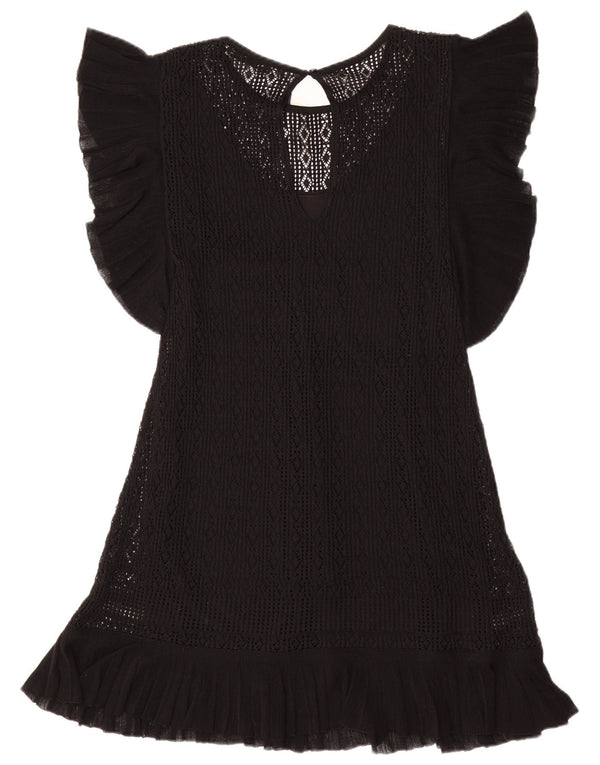 Abito maglione da donna a maniche corte ZARA UK 12 medio nero poliestere