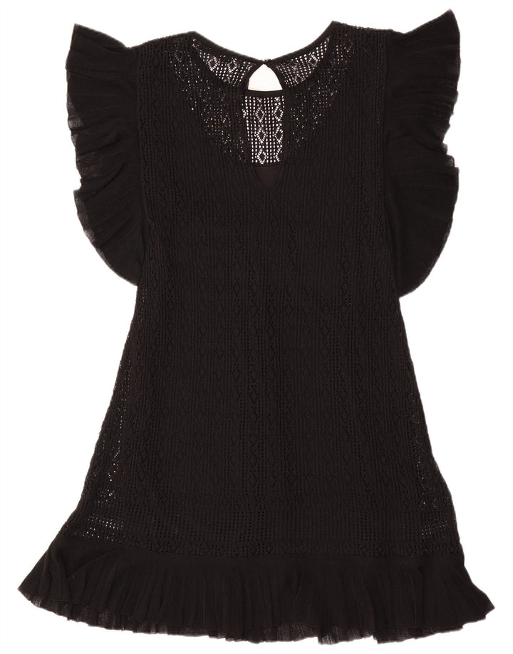 Abito maglione da donna a maniche corte ZARA UK 12 medio nero poliestere
