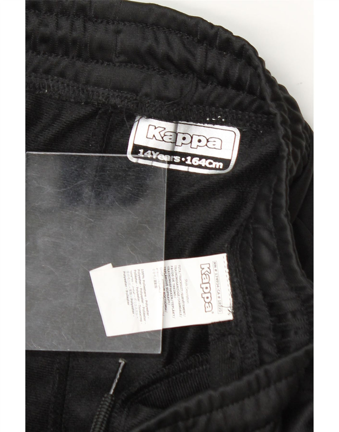 KAPPA Boys Tracksuit Trousers Joggers 13-14 Years  Black Polyester Vintage Kappa and Second-Hand Kappa from Messina Hembry 
