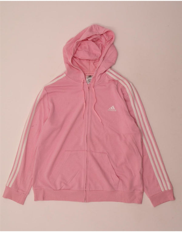 Maglione con cappuccio e zip da donna Adidas UK 24/26 2XL Cotone rosa