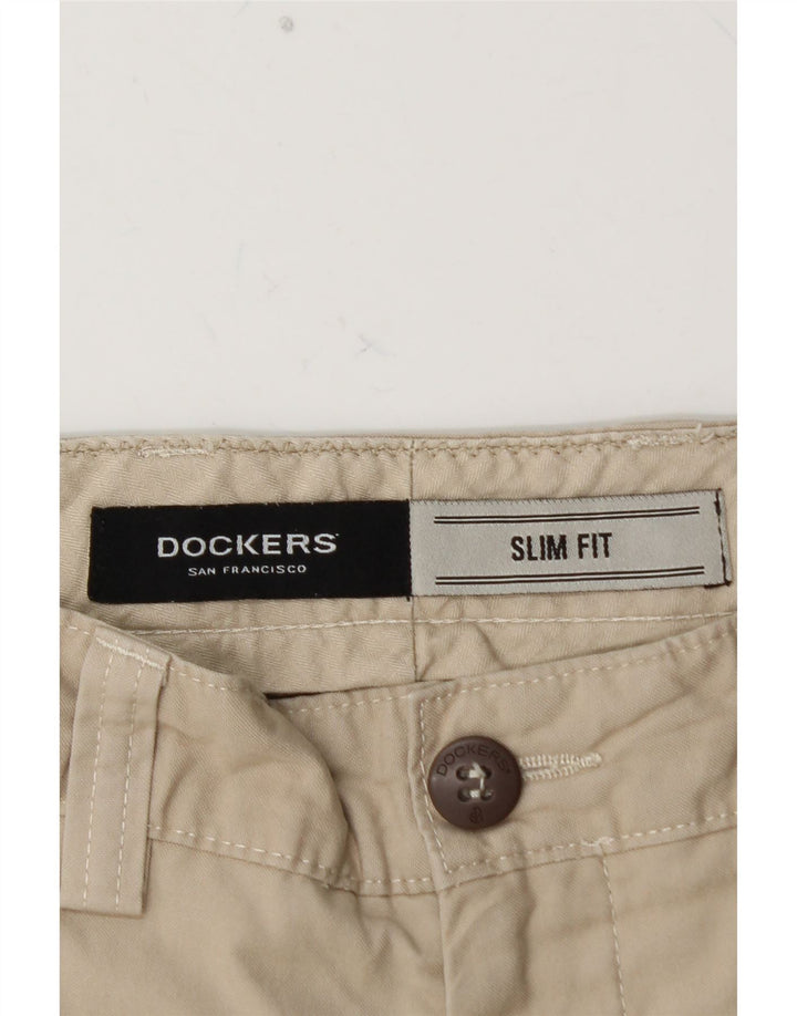 DOCKERS Pantaloni chino slim fit da uomo W36 L30 in cotone beige
