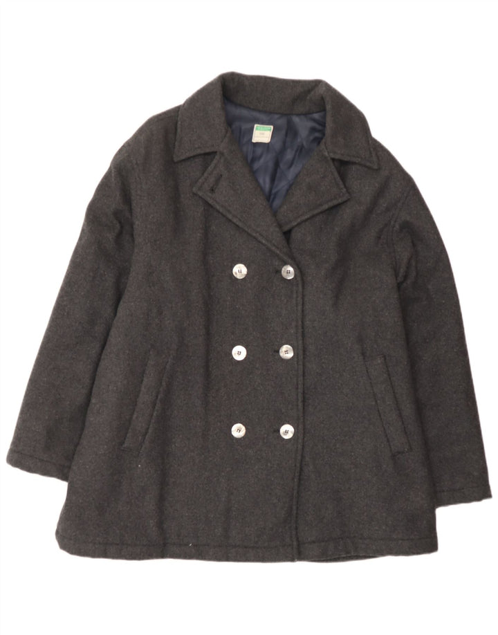 Cappotto doppiopetto da donna BENETTON UK 18 XL Lana grigia
