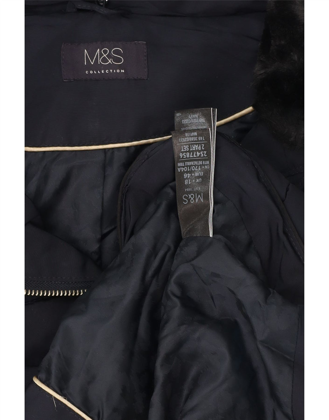Marks & Spencer Womens Padded Jacket UK 18 XL Navy Blue Polyester
