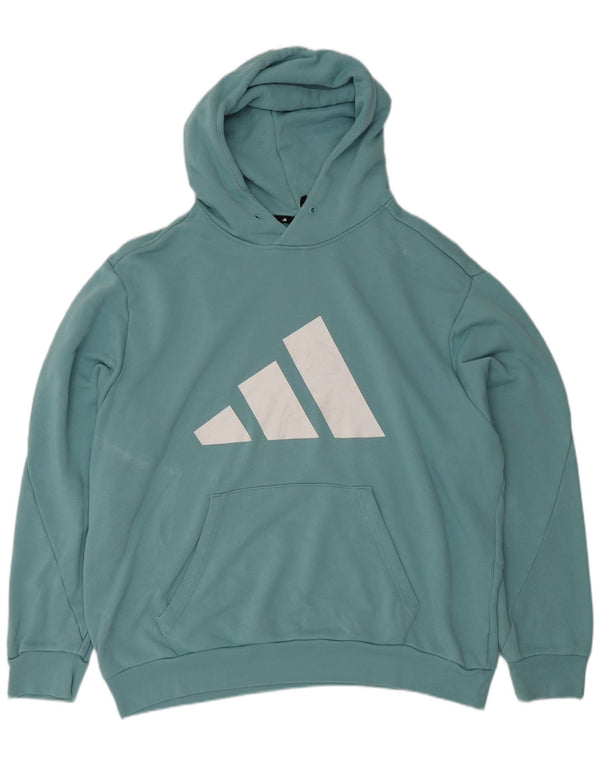 Adidas Mens Graphic Loose Fit Hoodie Jumper XL Turquoise Cotton
