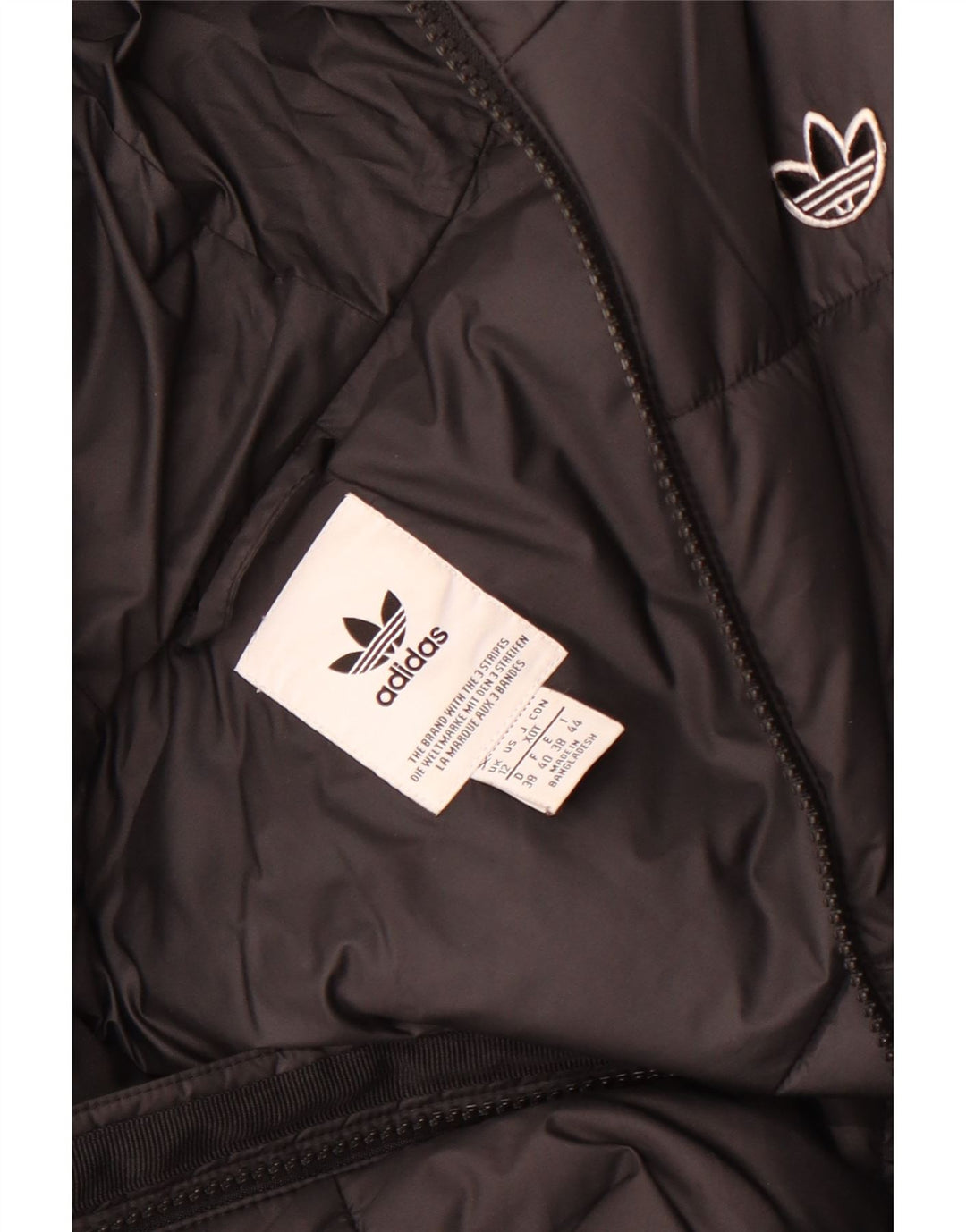 Giacca imbottita con cappuccio da donna Adidas UK 12 Medium Nero Poliestere