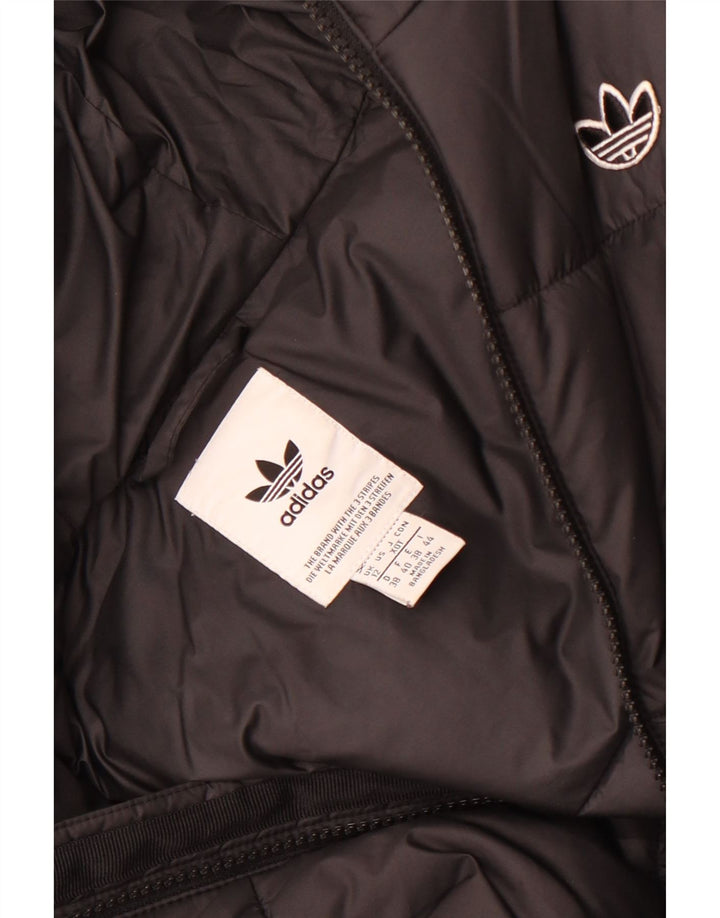 Giacca imbottita con cappuccio da donna Adidas UK 12 Medium Nero Poliestere