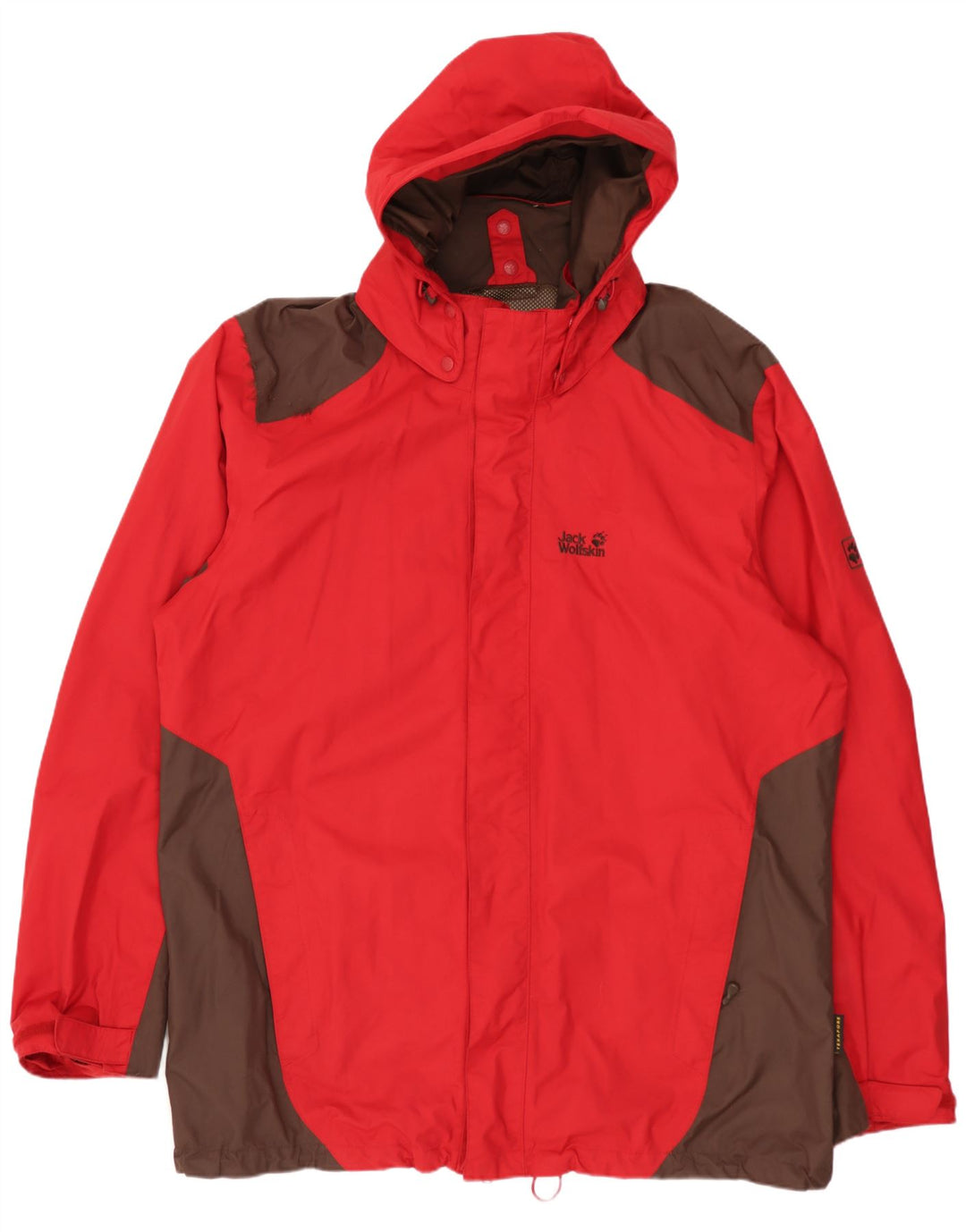 Giacca antipioggia con cappuccio da uomo Jack Wolfskin UK 48 2XL Poliammide color block rosso