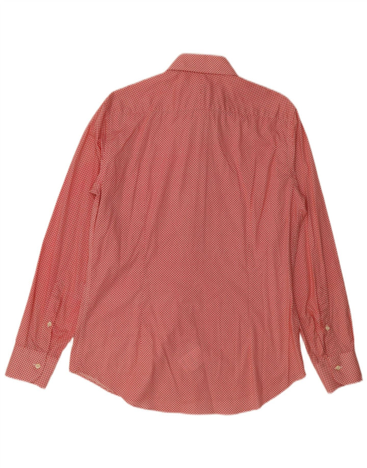 Camicia da uomo vintage taglia 40 15 3/4 cotone geometrico rosso medio