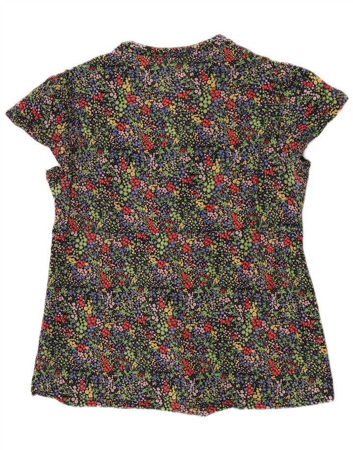 Top in camicetta da donna Marks & Spencer UK 14 grande cotone floreale nero