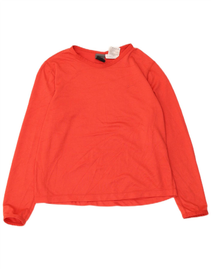 Top corto da donna NIKE manica lunga US 8/10 poliestere rosso medio