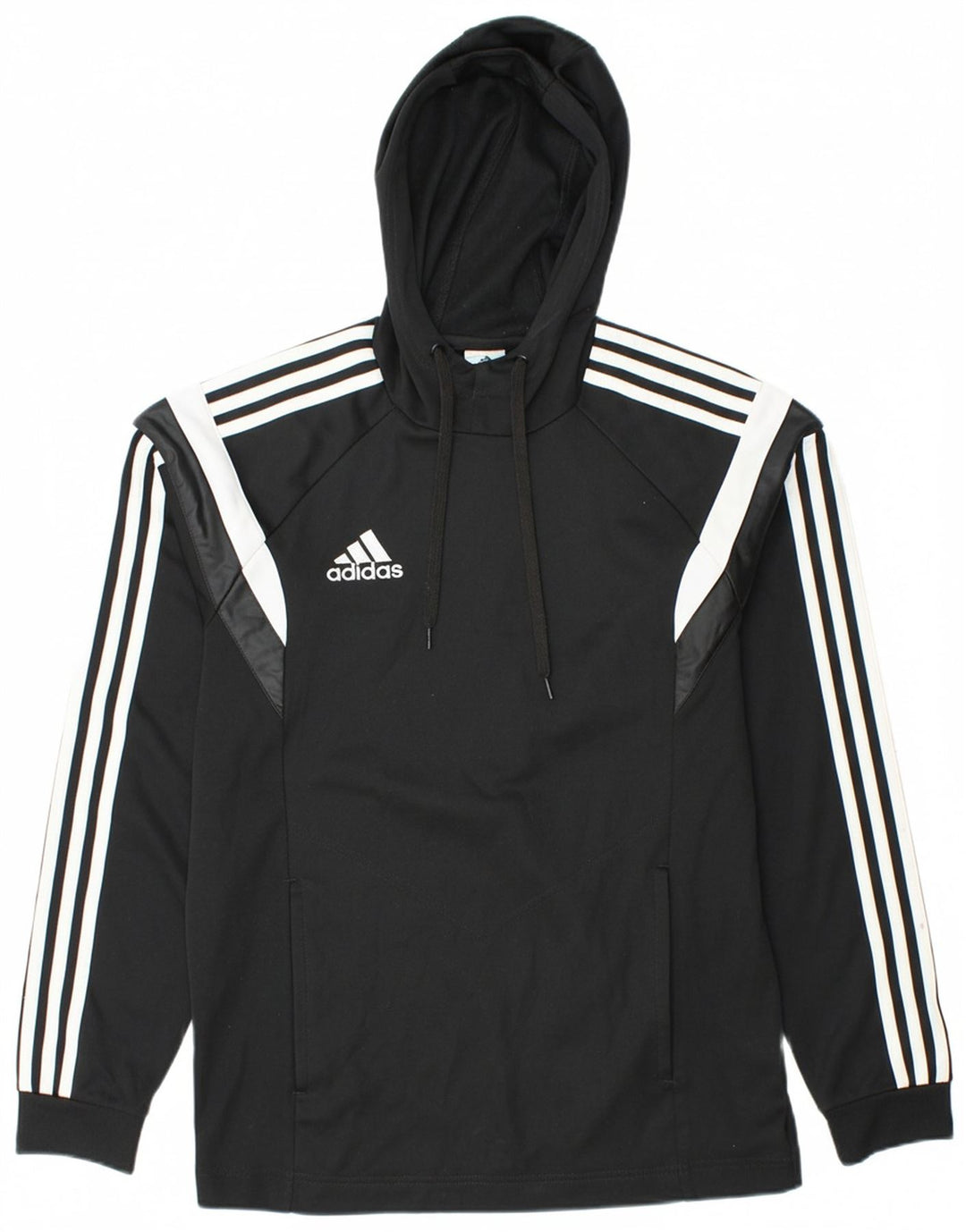 ADIDAS Mens Graphic Hoodie Jumper Small Black Polyester