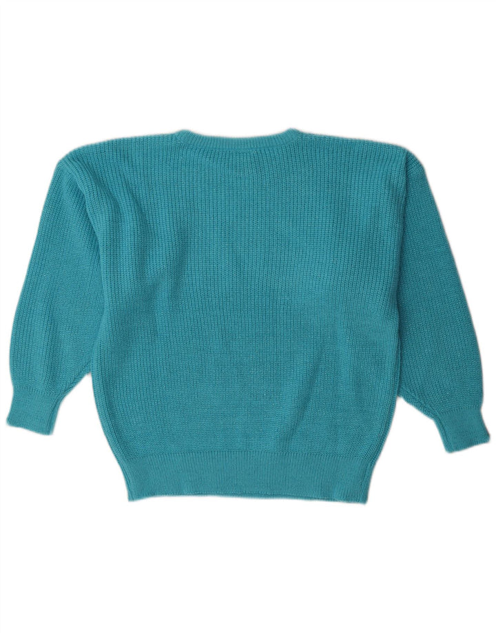 Maglione maglione girocollo oversize da donna Canda UK 10 piccolo acrilico blu