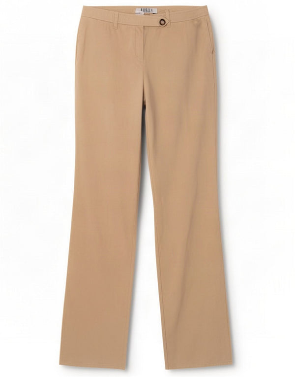 Marella Pantaloni casual dritti da donna UK 10 Small W27 L34 Beige Cotton