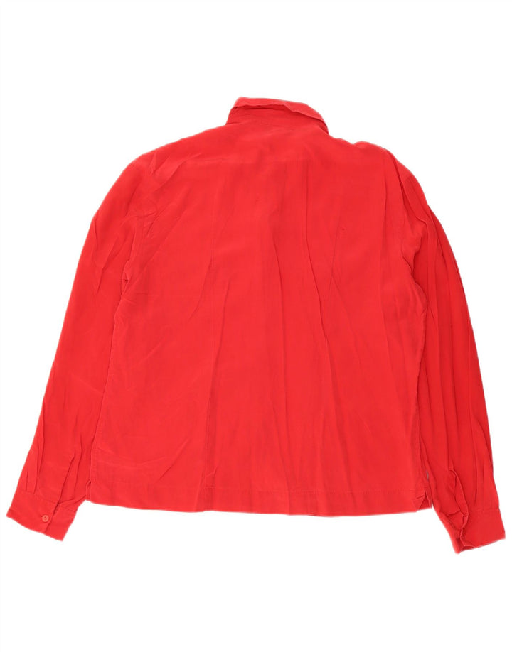 Camicetta camicia da donna Andrea Mare UK 16 grande seta rossa