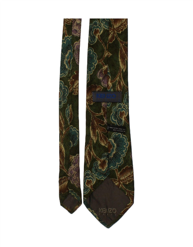 KENZO Mens Tie One Size Green Floral Silk Vintage Kenzo and Second-Hand Kenzo from Messina Hembry 