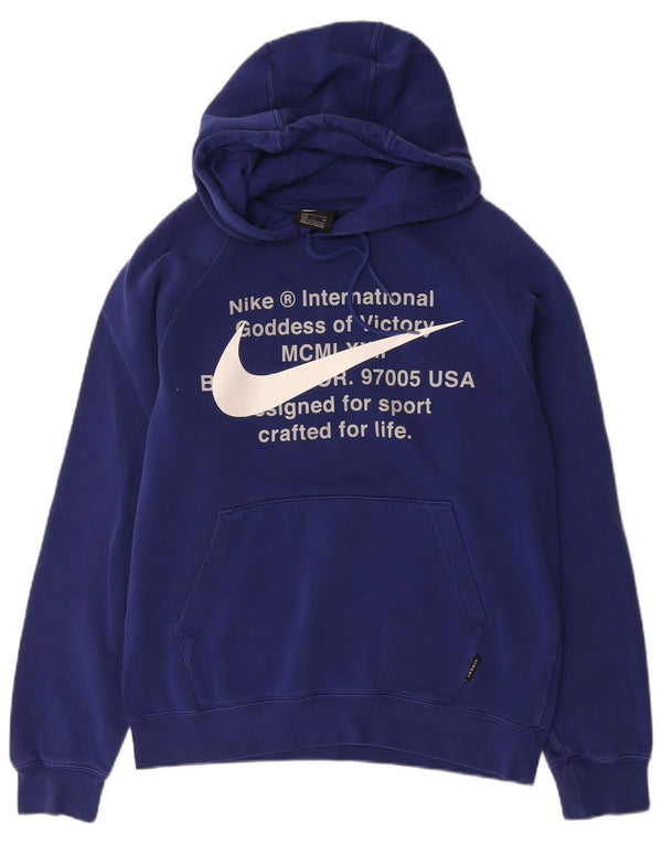 Felpa con cappuccio grafica Nike da uomo piccola in cotone blu navy