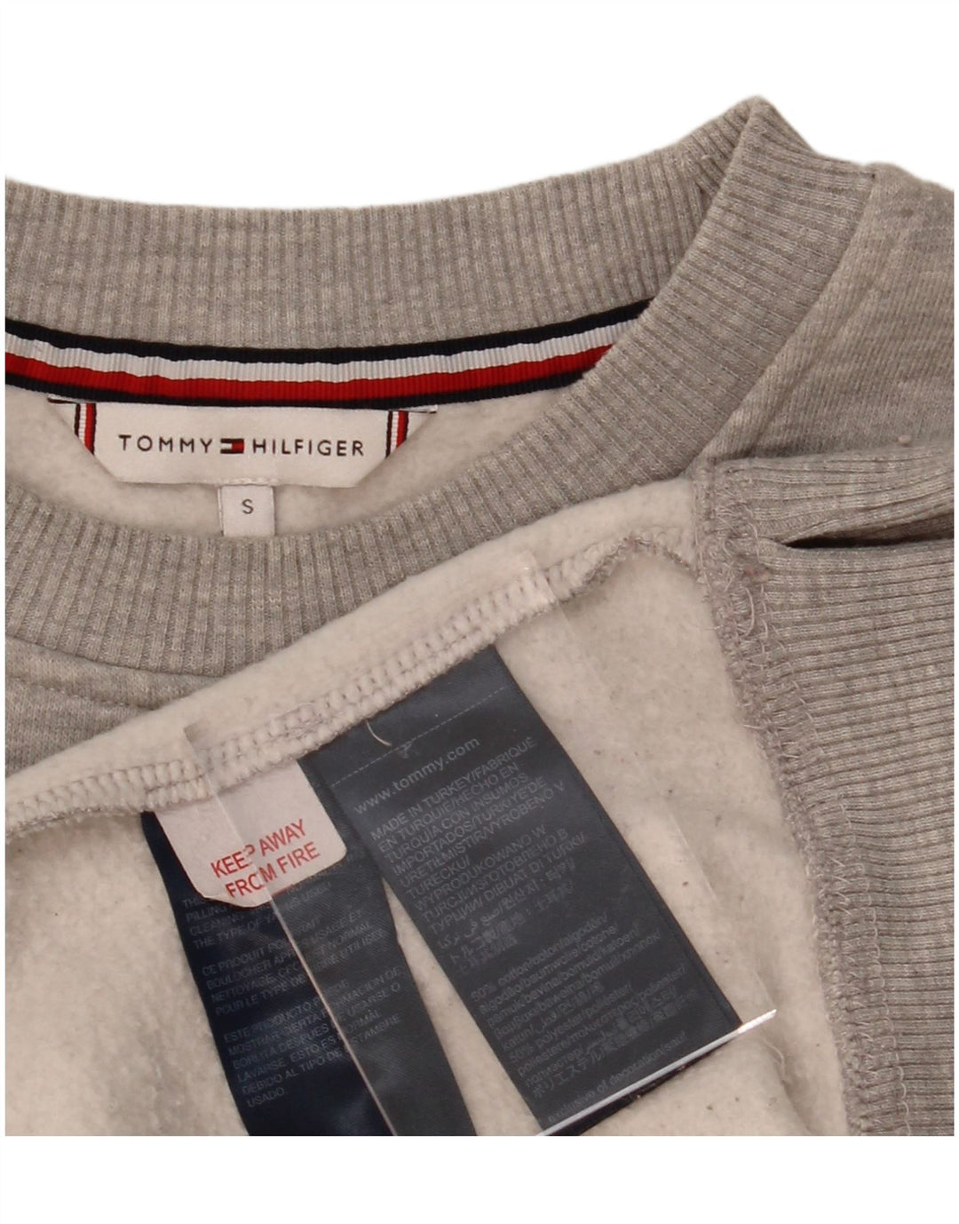 TOMMY HILFIGER Womens Oversized Sweatshirt Jumper UK 10 Small Grey Cotton