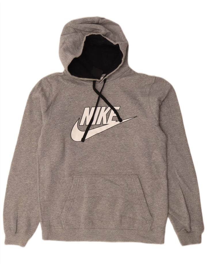 Felpa con cappuccio grafica Nike da uomo piccola in cotone grigio