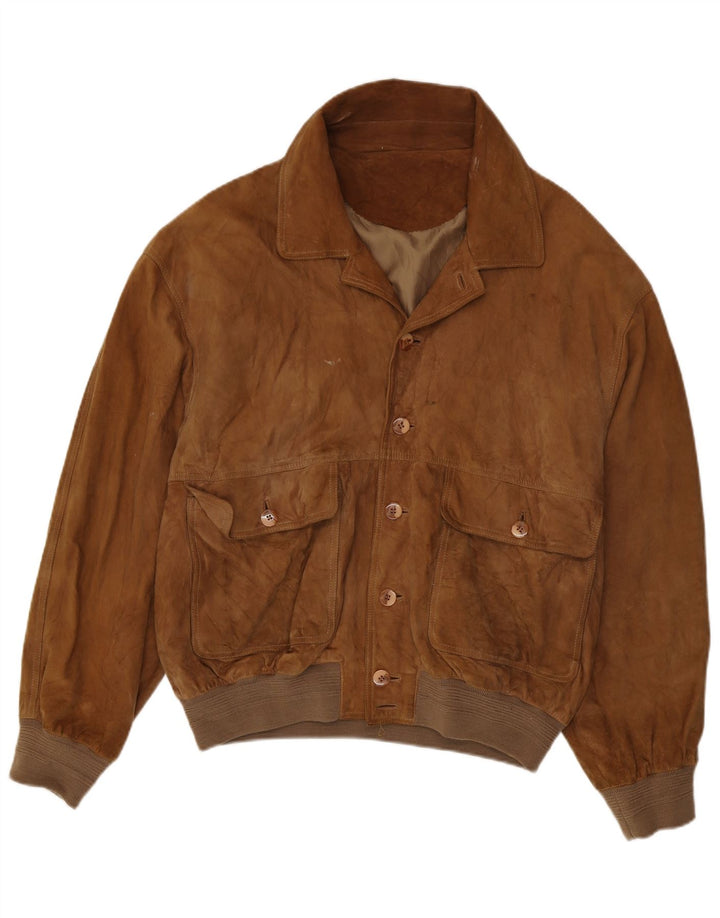 Meucci Giubbotto bomber in pelle scamosciata da uomo UK 40 Large in pelle marrone