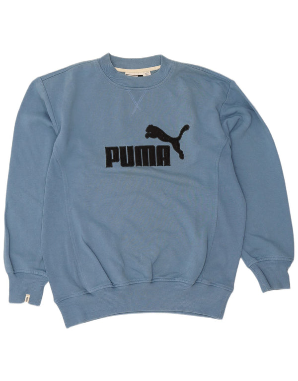 Puma Felpa da uomo con grafica ampia e vestibilità ampia, piccola, in cotone blu