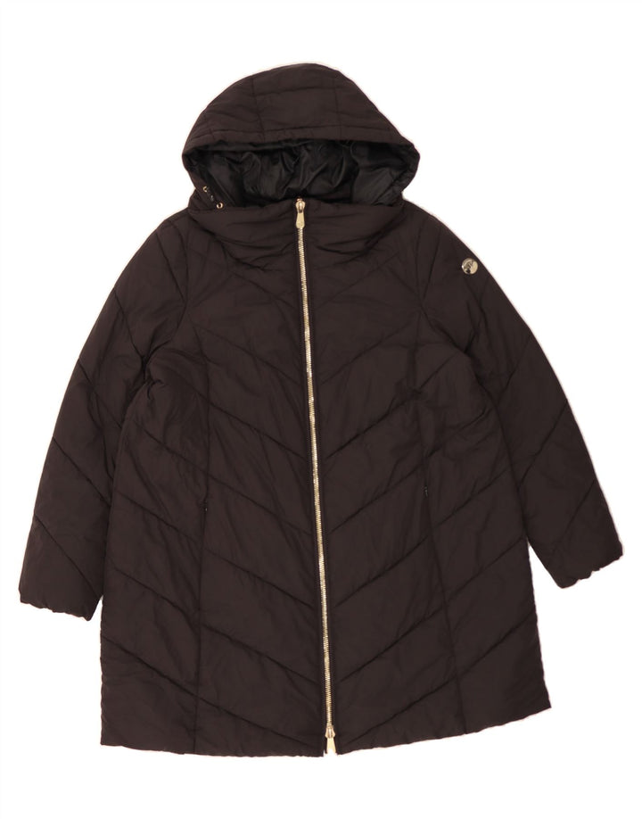 TRUSSARDI Womens Hooded Padded Coat IT 46 Large Black Polyester Vintage Trussardi and Second-Hand Trussardi from Messina Hembry 