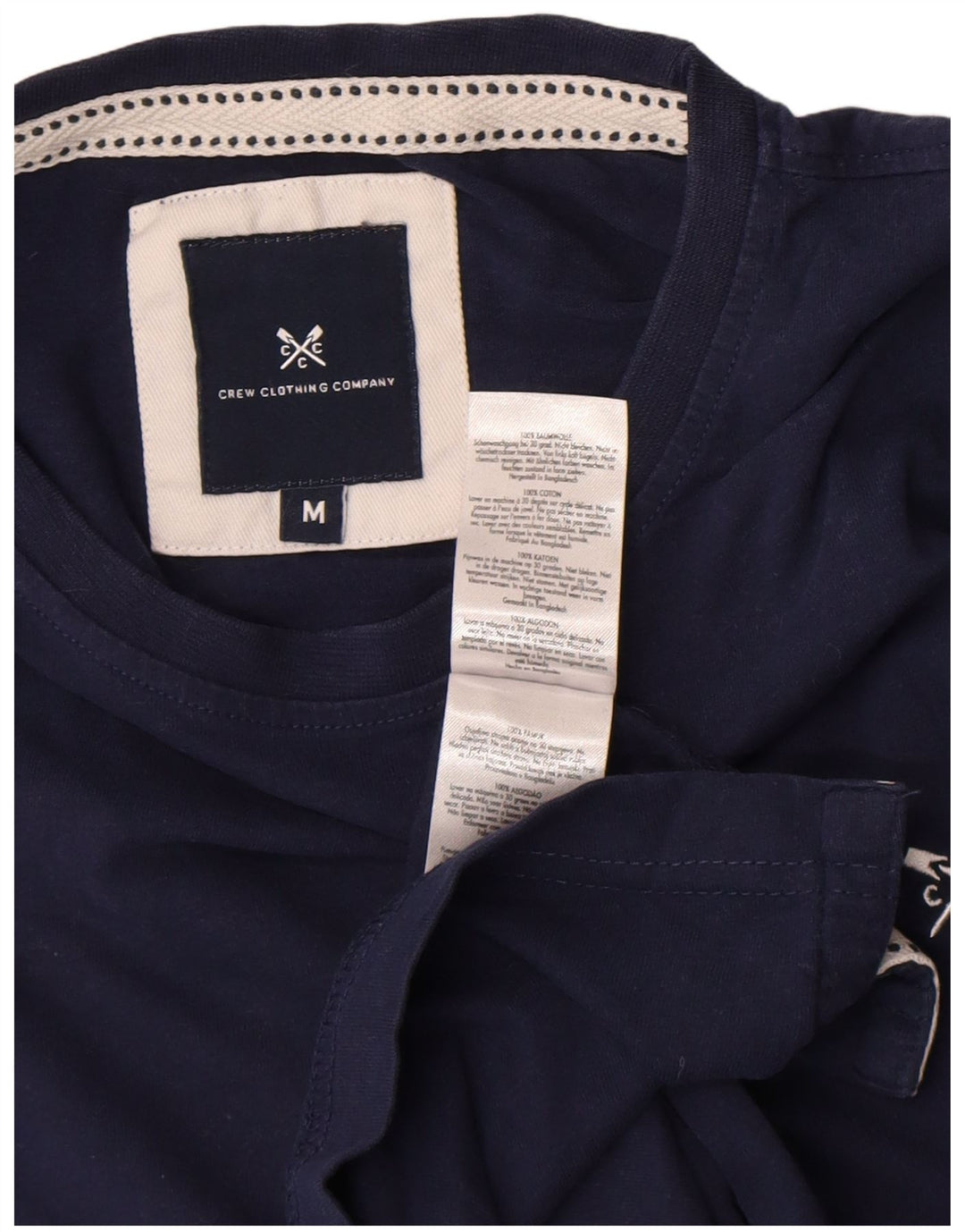 Crew Clothing T-shirt da uomo Top in cotone blu navy medio