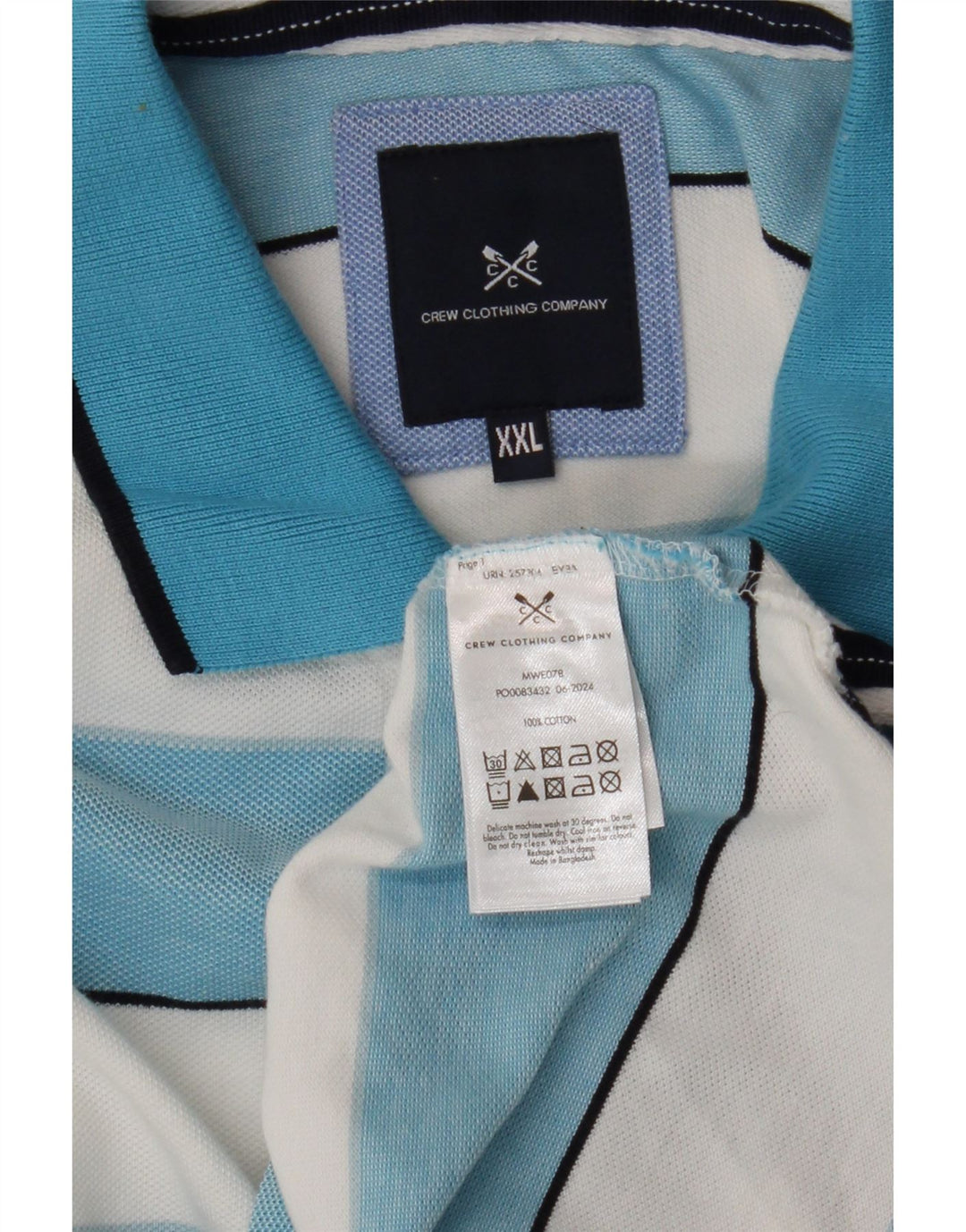 CREW CLOTHING Polo da uomo 2XL in cotone a righe blu