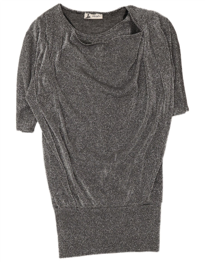 Abito vintage in maglione a pipistrello da donna UK 16 grande grigio