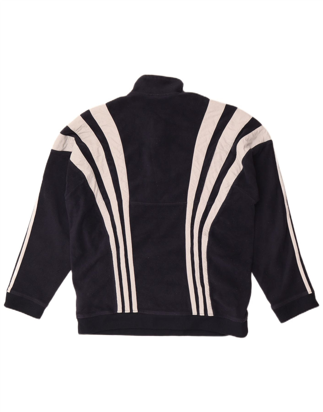 Maglione in pile da uomo ADIDAS con zip e collo, grande, in poliestere color block blu navy