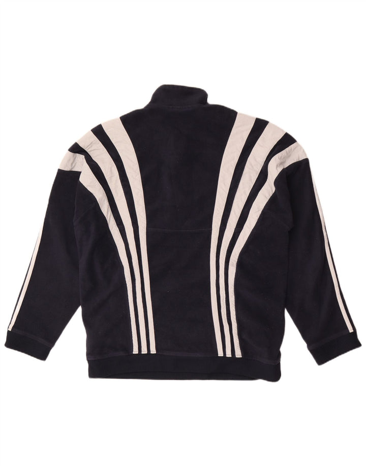 Maglione in pile da uomo ADIDAS con zip e collo, grande, in poliestere color block blu navy