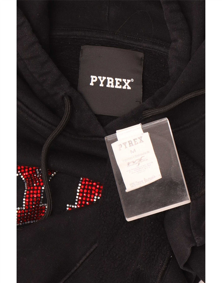 Maglione con cappuccio grafico da donna Crop Pyrex UK 14 cotone nero medio