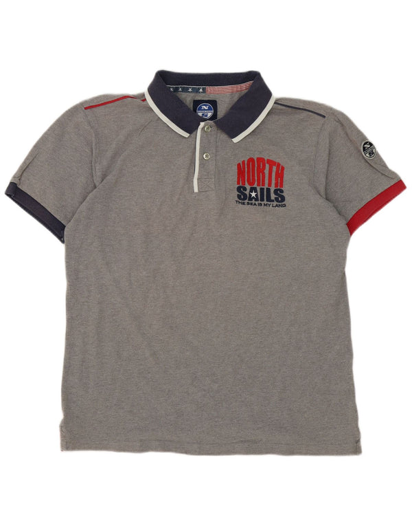 Polo da rugby grafica da uomo North Sails XL in cotone grigio