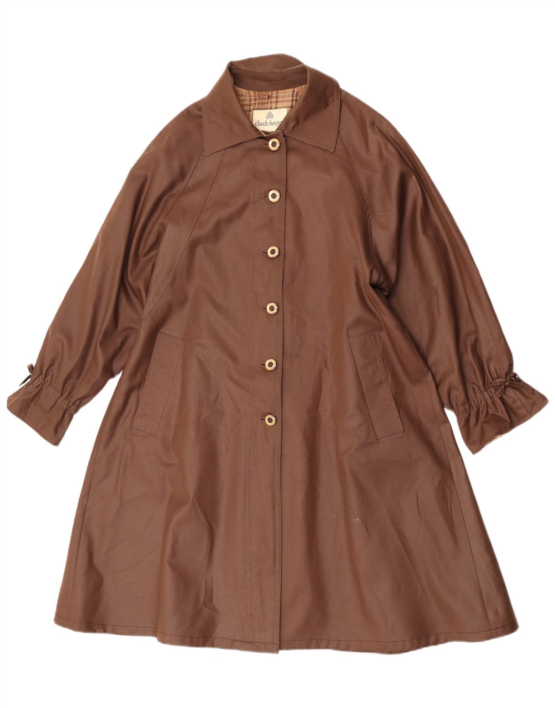 Trench da donna Claude Havrey UK 14 grande poliestere marrone