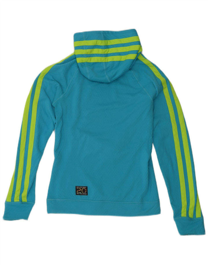 Felpa con cappuccio da donna Adidas UK 14 poliestere blu medio