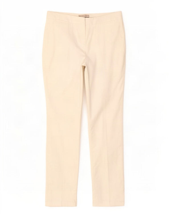 Pantaloni casual a vita alta da donna Marks & Spencer UK 14 Large W34 L32 Bianco