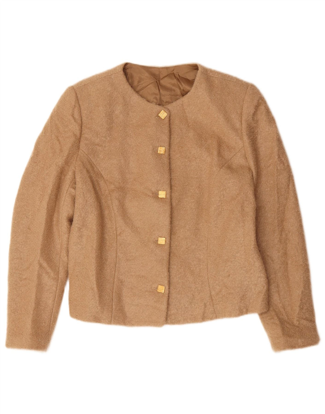 Giacca blazer vintage da donna a 5 bottoni UK 14 beige medio