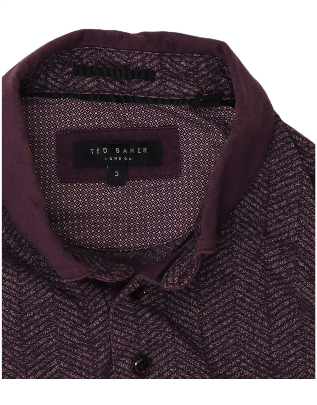 Polo da uomo Ted Baker taglia 3 media viola a spina di pesce