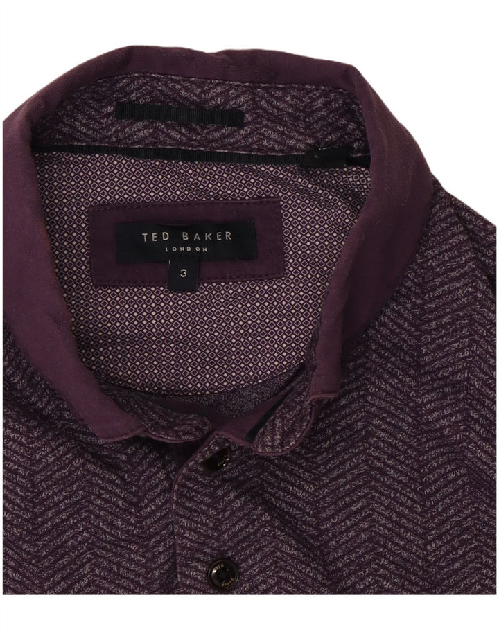 Polo da uomo Ted Baker taglia 3 media viola a spina di pesce