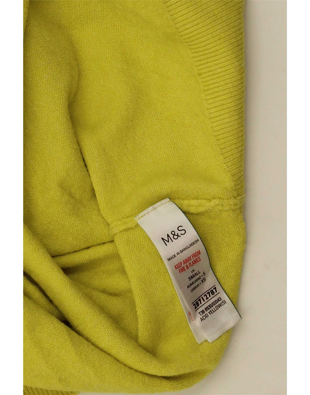 Maglione maglione a collo alto da donna Marks & Spencer UK 10 piccolo giallo