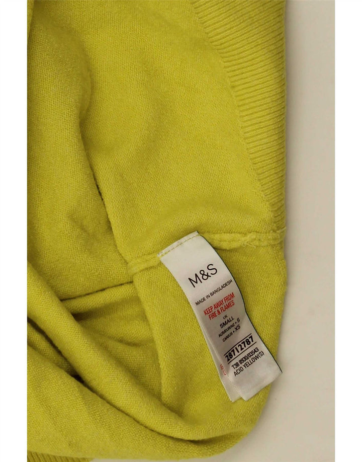 Maglione maglione a collo alto da donna Marks & Spencer UK 10 piccolo giallo