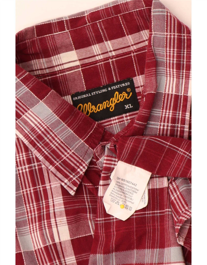 Camicia a maniche corte da uomo Wrangler XL in cotone a quadri rossi