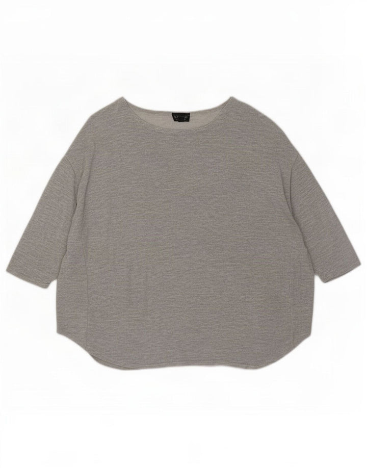 Topshop Top oversize da donna manica 3/4 UK 12 Viscosa grigio medio