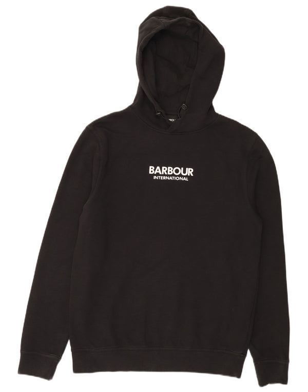 Maglione con cappuccio grafico da uomo Barbour piccolo in cotone nero