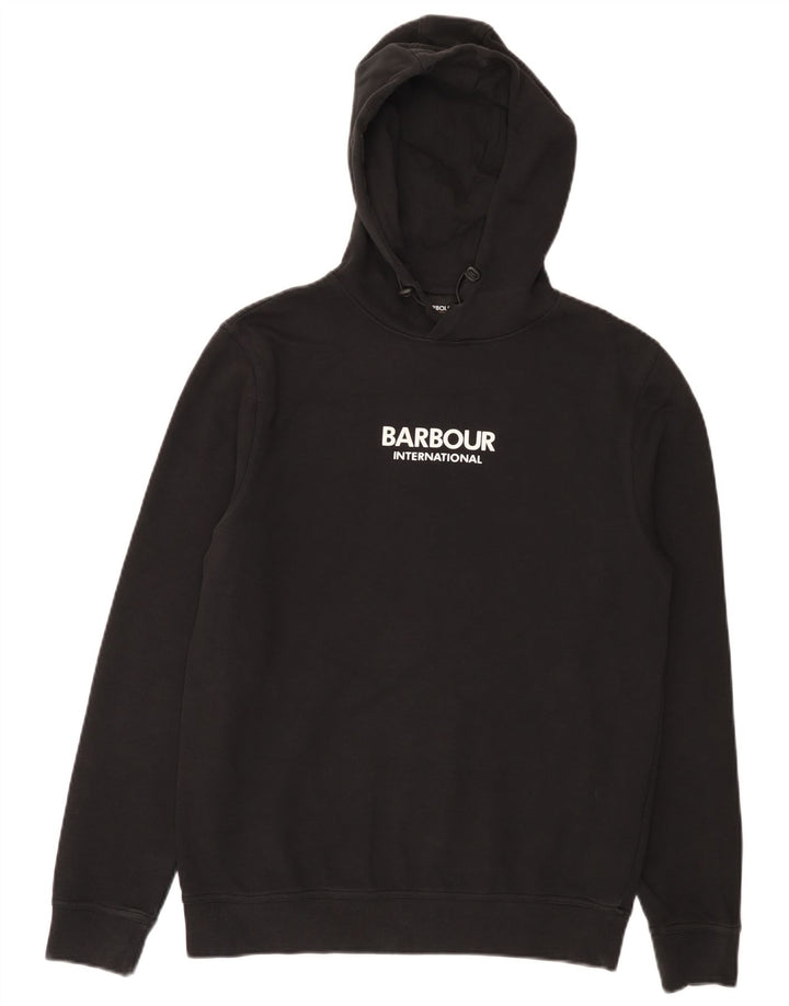 Maglione con cappuccio grafico da uomo Barbour piccolo in cotone nero