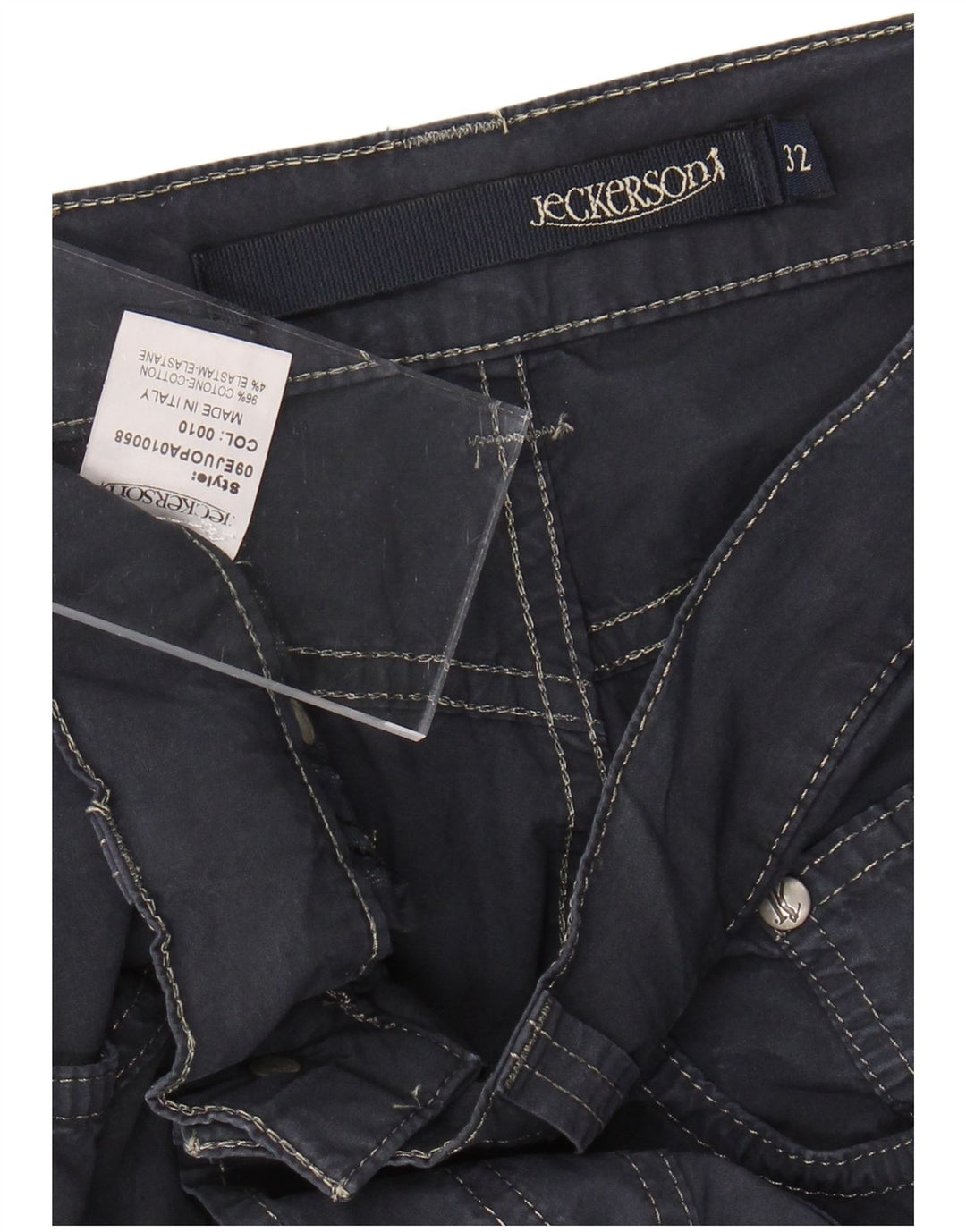 JECKERSON Pantaloni casual dritti da uomo W32 L28 cotone blu navy