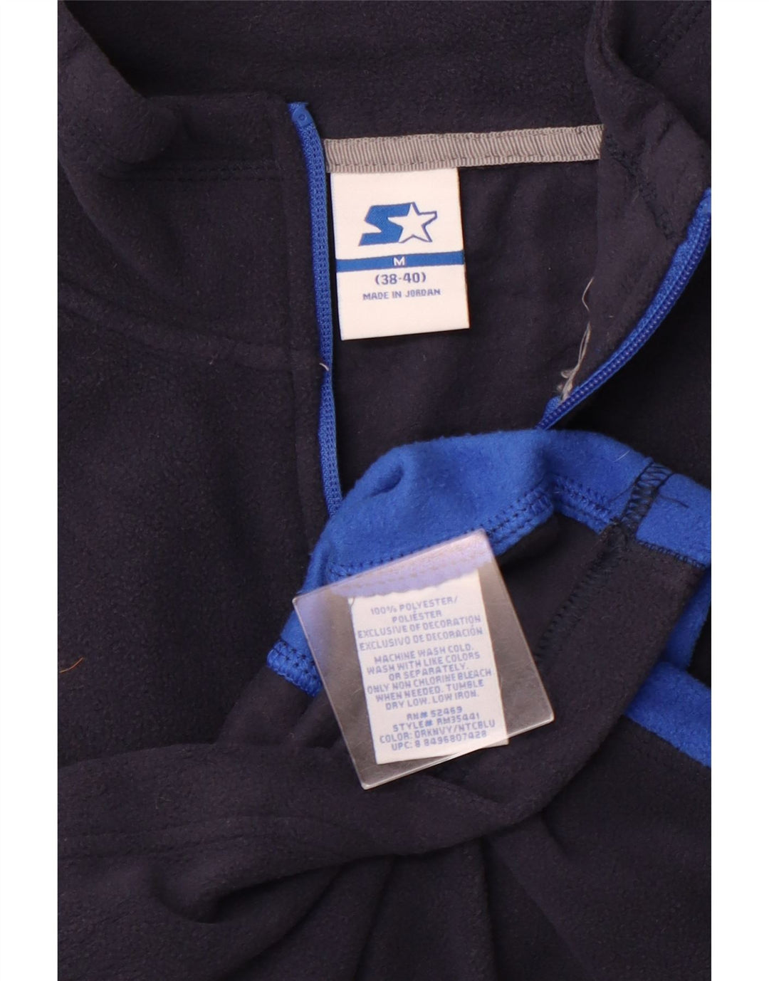 Maglione in pile da uomo STARTER con collo e zip UK 38/40 Medium Blu Navy Colorblock