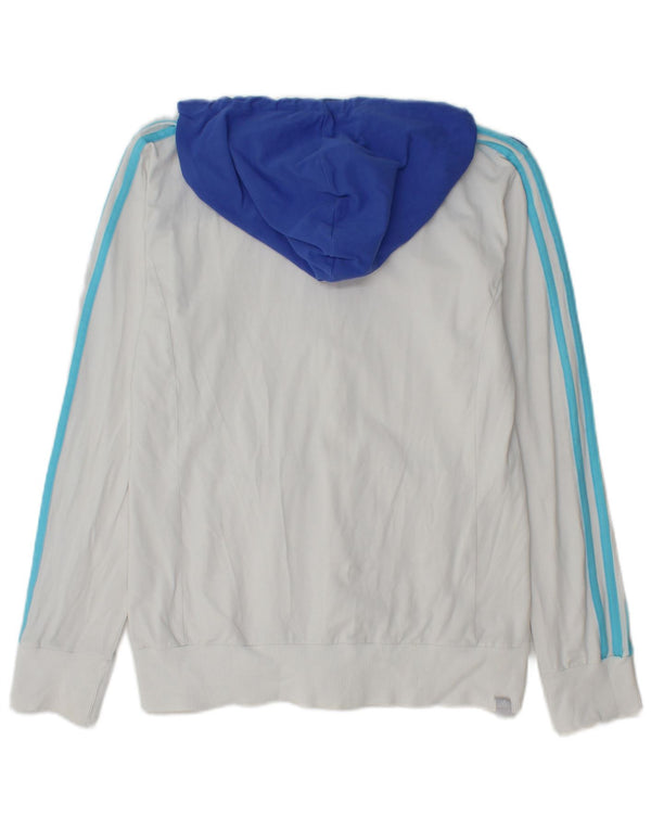 Maglione con cappuccio e zip da donna Adidas UK 14 Large White Colourblock Cotton